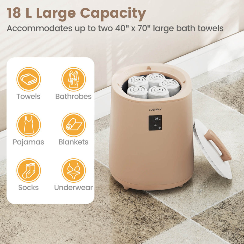 Chauffe-serviettes de luxe pour salle de bain 18 L avec affichage à DEL et arrêt automatique brun, Brun