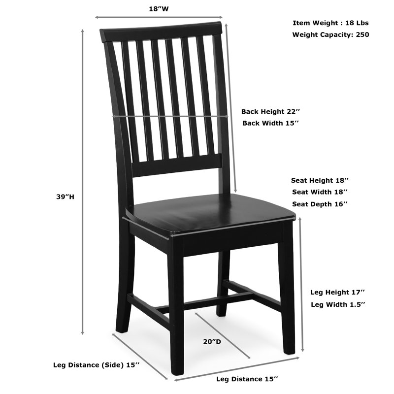Elegant Ivory 20" X 18" X 39" Dining Chair with Compact Mission Slat Back Design, White Wash