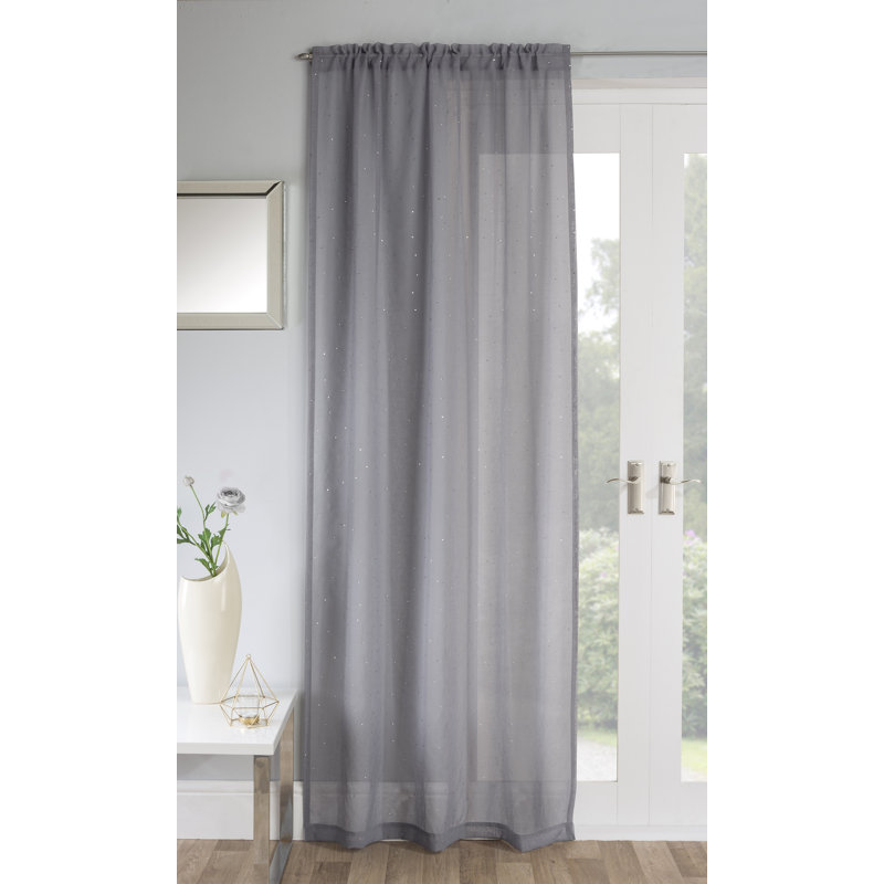 Adjani Sheer Curtain Single Panel, White, 140 W x 122 D cm