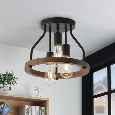 3-Light Modern Design Semi-Flush Mount Light Fixture