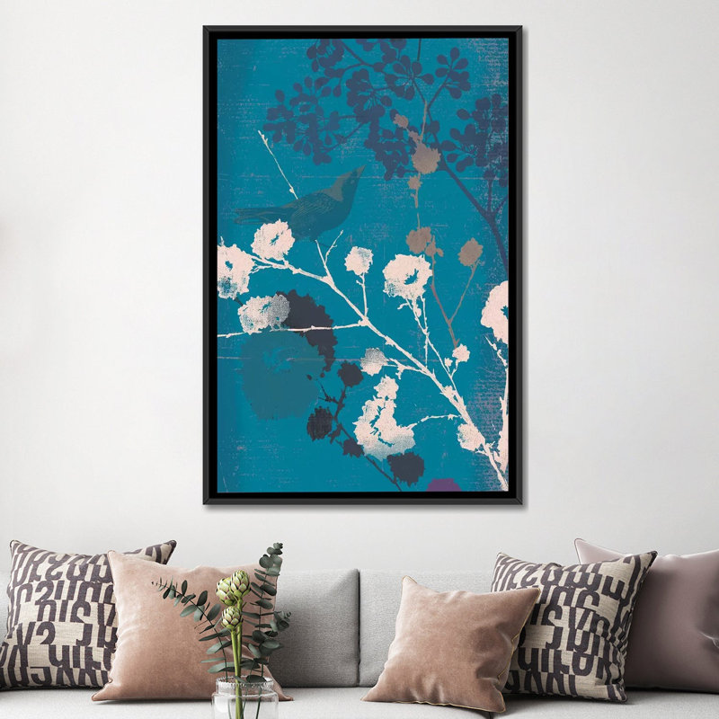 « oiseau i », impression sur toile, H 26 po x l 18 po x P 1,5 po, Toile avec cadre noir, Pas de tapis