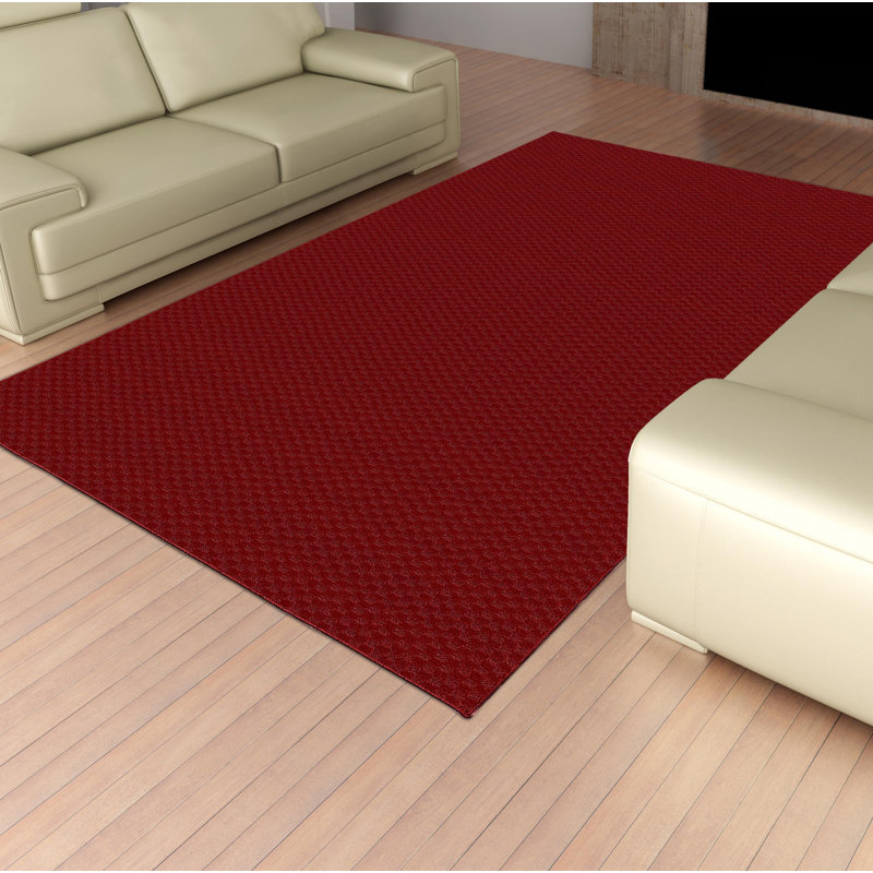 Tapis rouge à motif géométrique touffeté Esther, Rectangle 7 pi 6 po x 9 pi 6 po