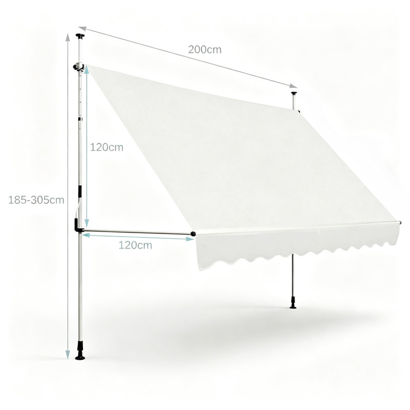 Luch 200cm W x 120cm D Retractable Door / Window Awning, Beige