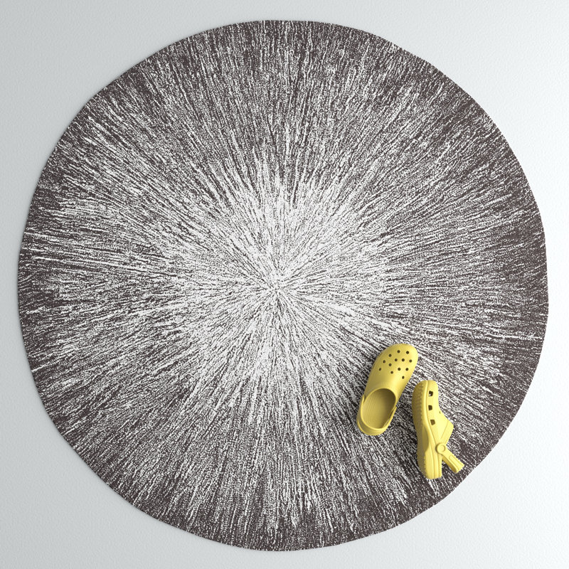 Doud Abstract Handmade Tufted Wool Charcoal/Gray Area Rug, Round 5'