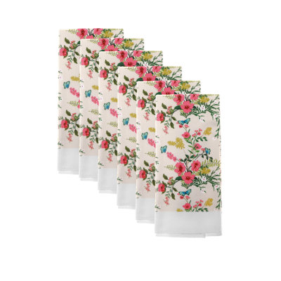 Ensemble de 6 essuie-mains à motif floral rétro