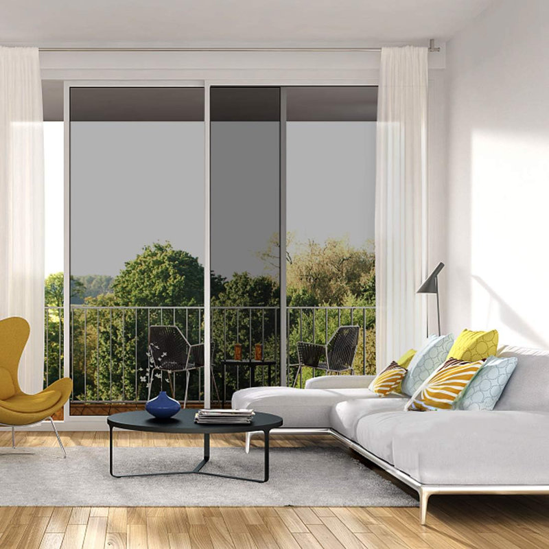 One Way Mirror Window Film For Daytime Privacy - Static Cling Non-Adhesive Decorative Tint With Heat Control & UV Protection For Home And Office