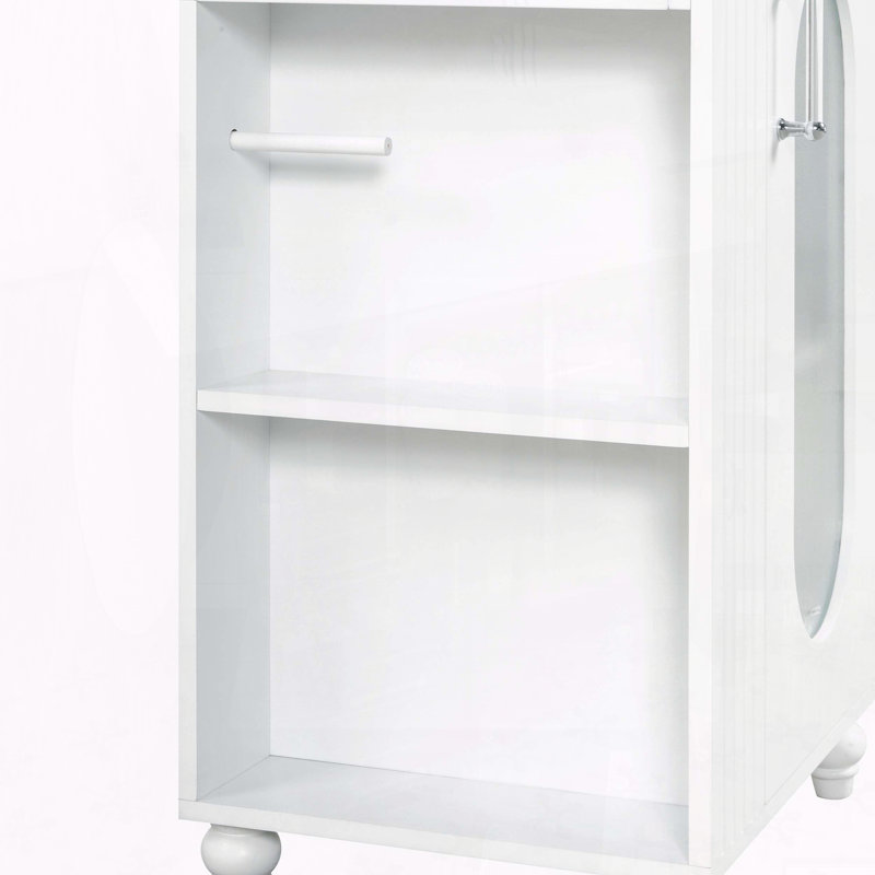 Meuble-lavabo moderne de 20 pouces avec lavabo en céramique et tablettes latérales, Blanc