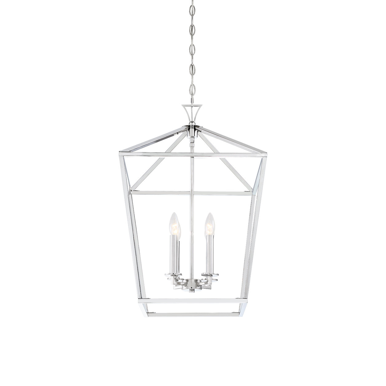 Hastings 4 - Light Lantern Geometric Chandelier, Polished Nickel