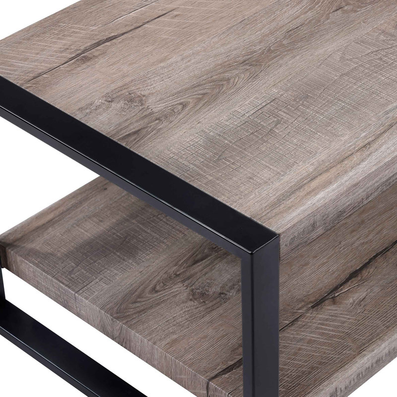 Table de bout contemporaine 1 pièce avec tablette de rangement et meubles de salon en bois, Brown