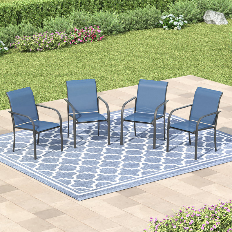 Chaises de patio d'extérieur empilables, Bleu