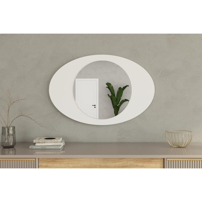 Élégant miroir mural 23,6 po x 35,4 po x 0,9 po | 100% panneau de fibres à densité moyenne avec finition écologique Flotale-E | Design blanc moderne, parfait pour la décoration intérieure et rehaussant la lumière dans n'importe quelle pièce | Ajout élégant et fonctionnel