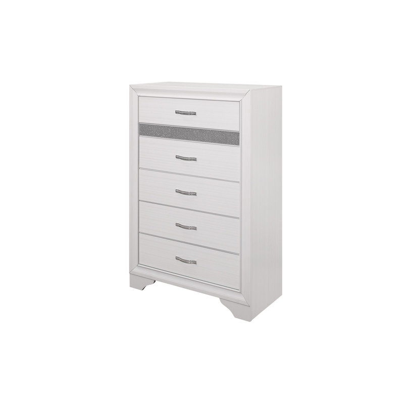 Ensemble de chambre à coucher standard Amorita, Blanc, Grand, 6 pièces : Lit, 2 tables de chevet, commode, miro