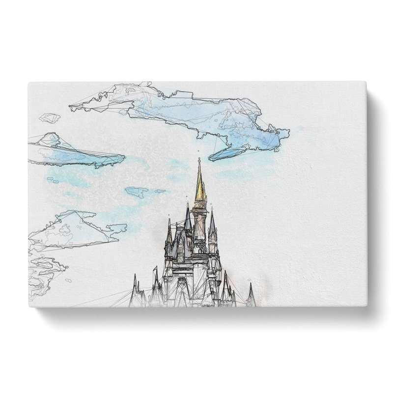 Magic Kingdom Castle in Abstract - Wrapped Canvas Drawing - Wrapped Canvas, 60cm H x 91cm W x 3cm D