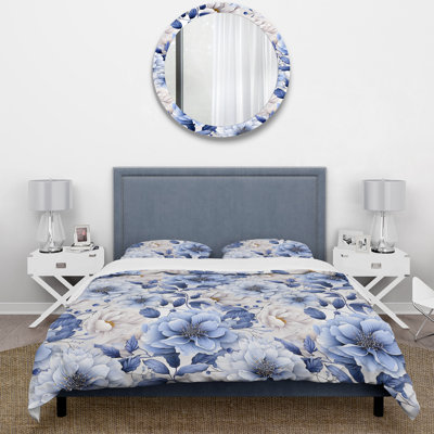 Artistic Blue Essence Floral Garden Floral Duvet Cover