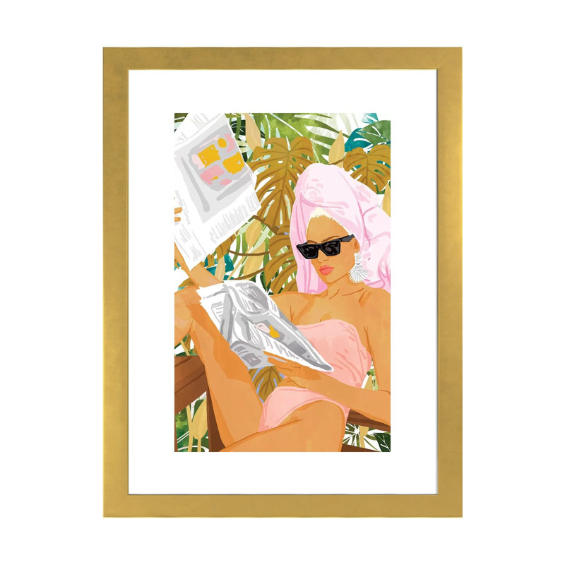 " Vacay News " by 83 Oranges, White, 24" H x 16" W x 1" D, Gold Paper