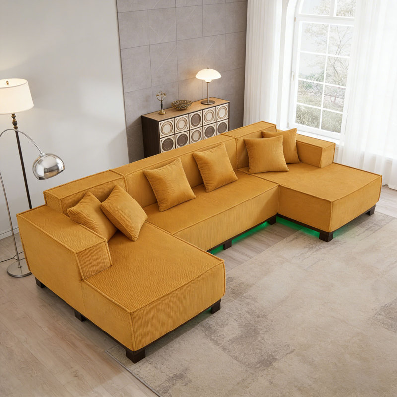 Canapé moderne, 4, Orange with LED Light