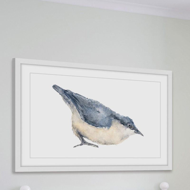 Nuthatch Bird Blue and Beige Canvas Print