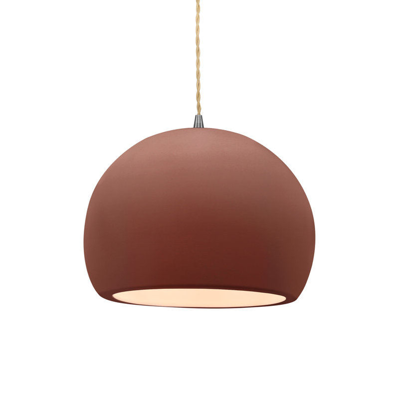 Luminaire suspendu à 1 lumière Aschwin, H 7,75 po x l 10 po x P 10 po, Argile du Canyon, Nickel brossé