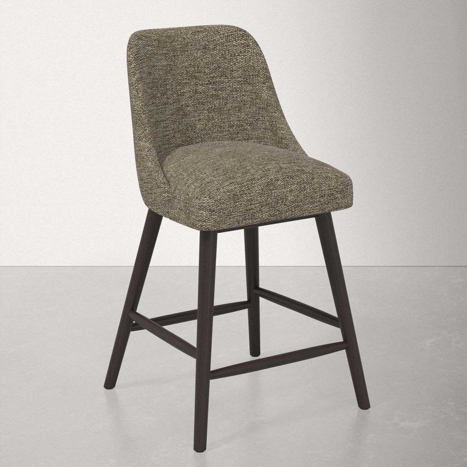 Gallie Stool, Espresso, Counter Stool (27" Seat Height), Milsap Granite Sustain® Tweed