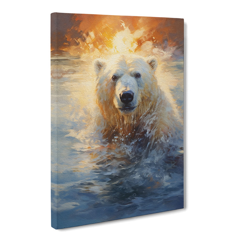 Polar Bear Expressionism - Wrapped Canvas, 60cm H x 40cm W x 3cm D