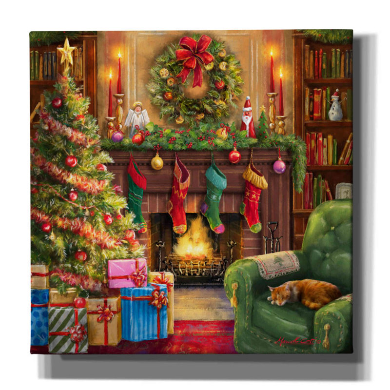 Cozy Christmas Evening by Ali Corti - Unframed Print on Canvas, 18" H x 18" W x 0.75" D