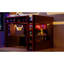 Lit mezzanine double avec bureau intégré et lumières, cadre de lit en bois moderne avec bureau et station de charge intégrée, noir et rouge-130120459-130120460