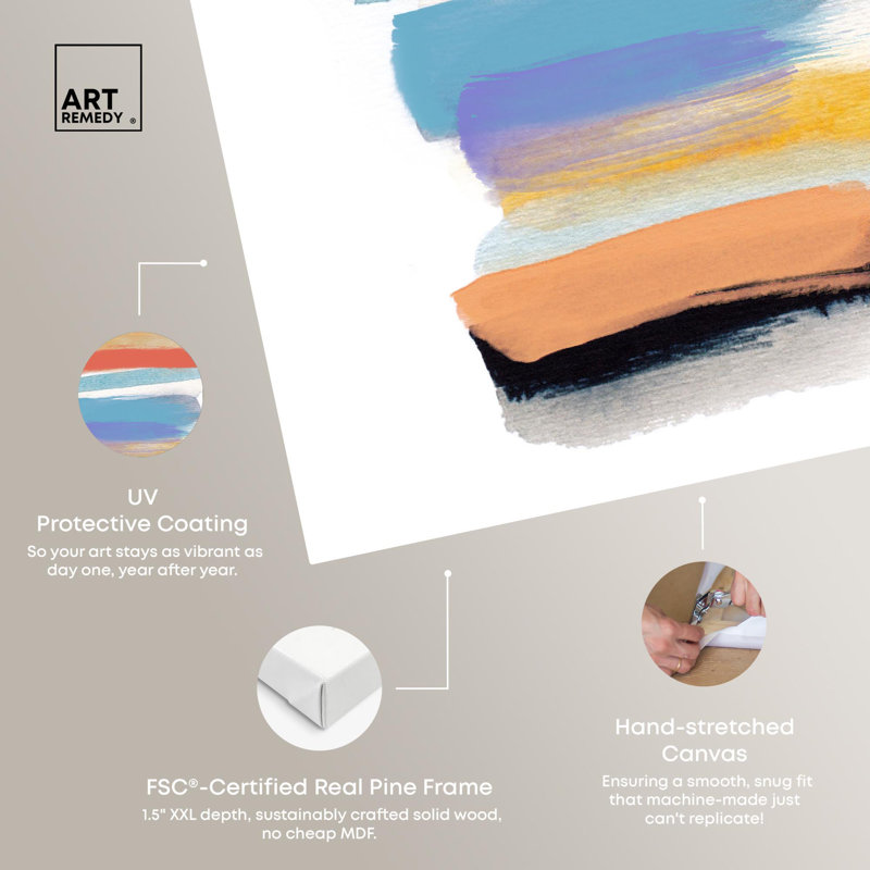 Colorful Abstract Brushstrokes Canvas Art in Pastel Shades