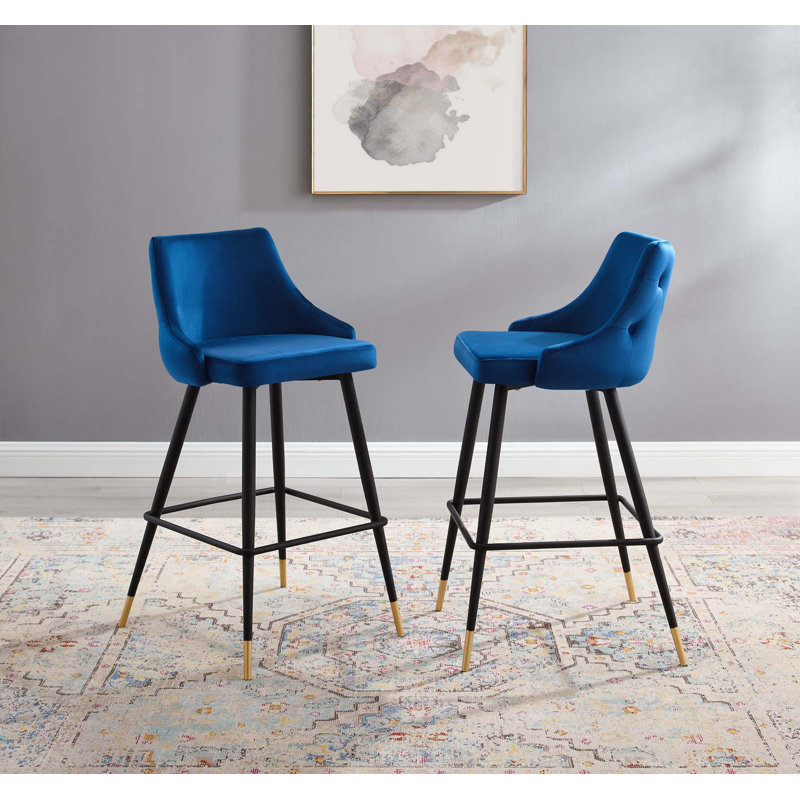 Ensemble de 2 tabourets de bar en velours Adorn Performance, Bleu marine, Tabouret de bar (hauteur d'assise de 29,5 po)