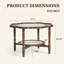 Table basse 31,5 pouces en forme de pétale noyer Mid-Century à 2 niveaux avec plateau en verre craquelé blanc et tablette en rotin