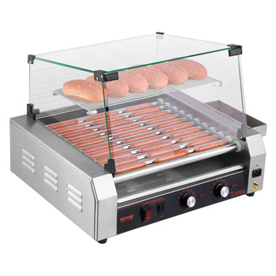 Electric Hot Dog Roller Commercial Grill Cooker Machine with Cover