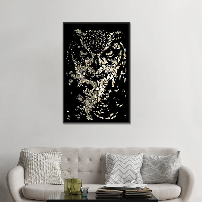 « hibou », impression sur toile, H 26 po x l 18 po x P 1,5 po, Toile avec cadre noir, Pas de tapis