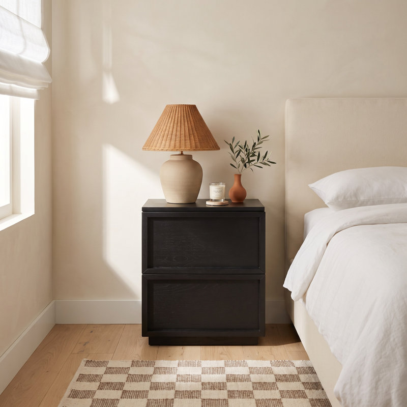 Hudson 2-Drawer 17.7" Nightstand, Black