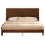 Lit plateforme en bois de style moderne du milieu du siècle, format Queen, tête de lit imposante, pieds fuselés inclinés, sans sommier, noyer-1133091038-1133091025