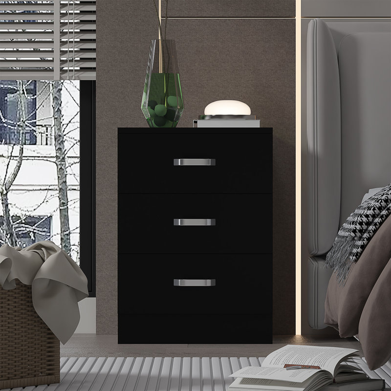 Lycinda 3-Drawer Chest of Drawers, Black