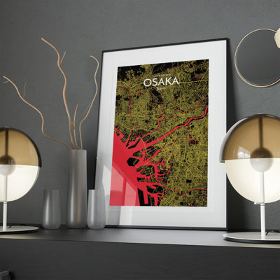 Osaka City Map in Contrast 1 Piece Wall Art
