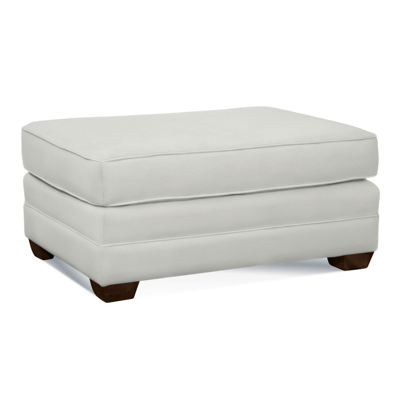 Bedford Upholstered Ottoman, Coffee , Light Blue and White Stripe; 0256-54