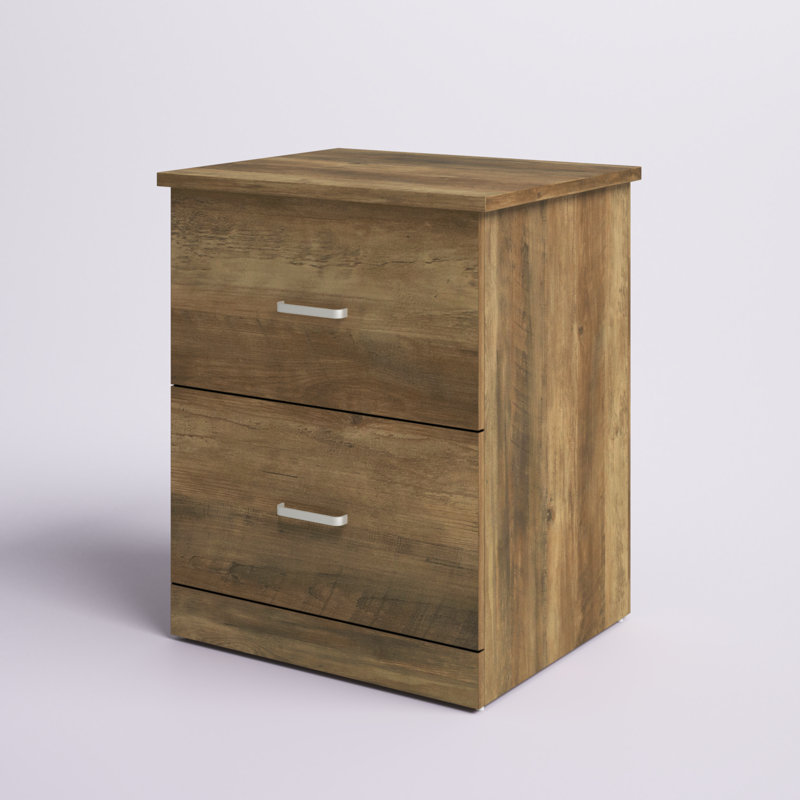 Allyannah 23.6" 2-Drawer Nightstand, Knotty Oak, Set of 2