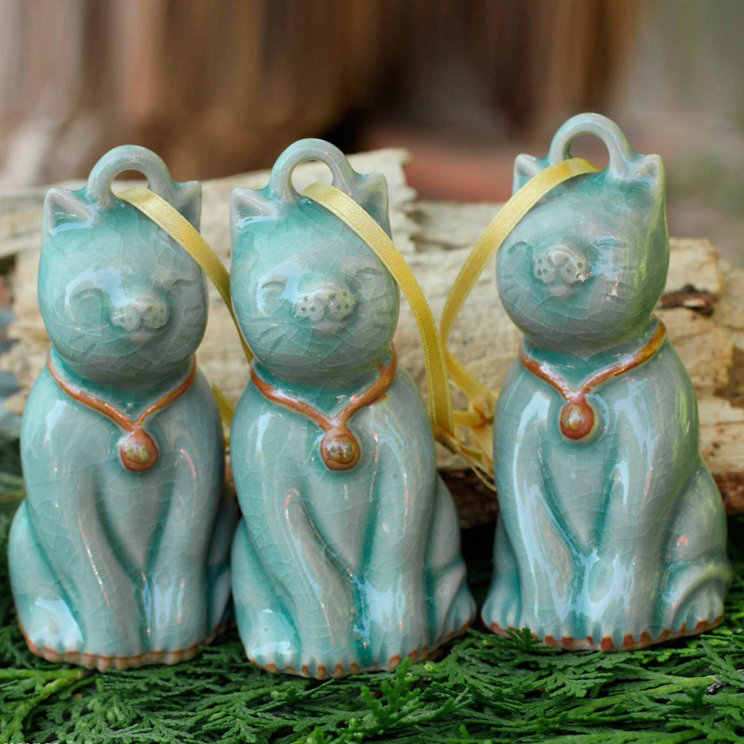 3.7'' Handmade Ceramic Animals Hanging Figurine Ornament (Set of 3) The Holiday Aisle®