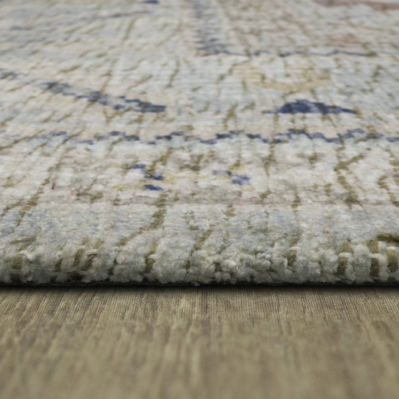 Tapis géométrique en polyester tissé à la machine brun / gris Kismu, Rectangle 8 pi x 10 pi