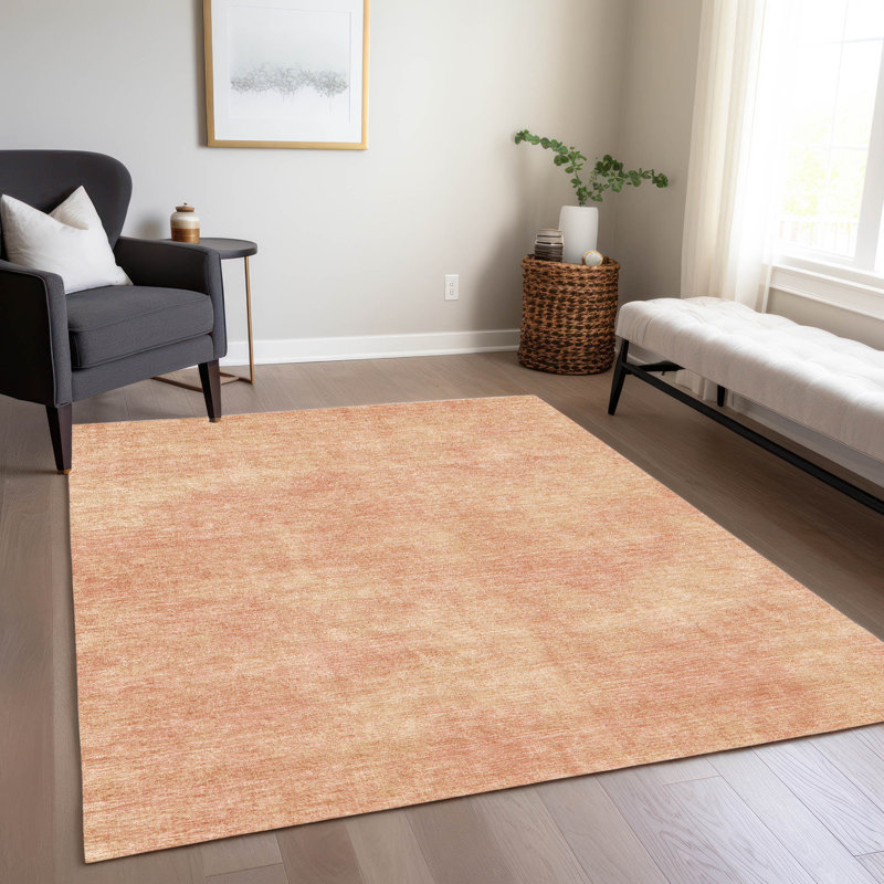 Tapis d'intérieur / extérieur lavable Orlena Pêche , 9 pi x 12 pi