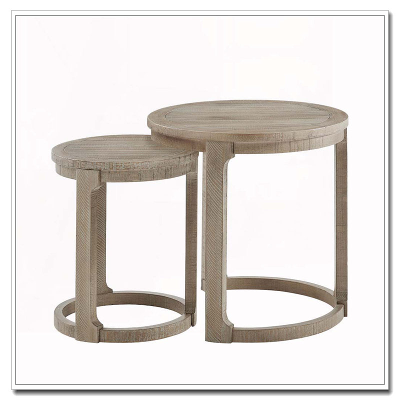 Ensemble de tables rondes 24 "2PCS, Brun pâle
