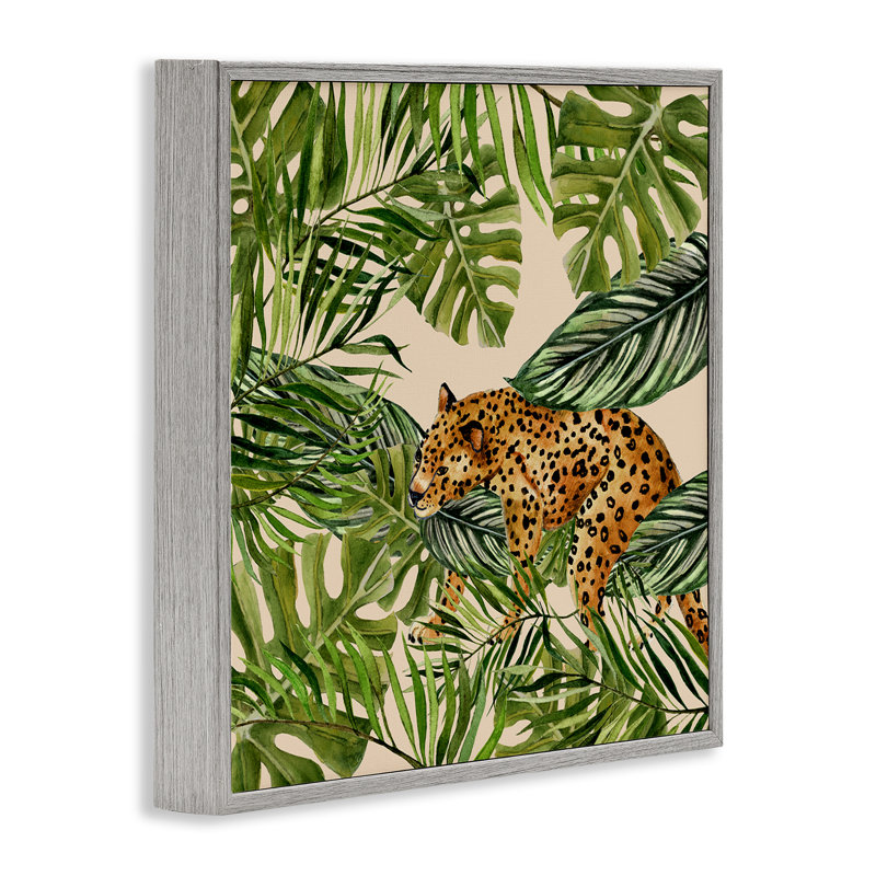 «Botanical Leopard on Branch», art de la giclée par Janet Tava, H 17 po x l 17 po, Estampe numérique Farmhouse