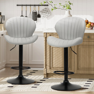 360° Swivel Upholstered Bar Stool – Height Adjustable with Sturdy Metal Frame