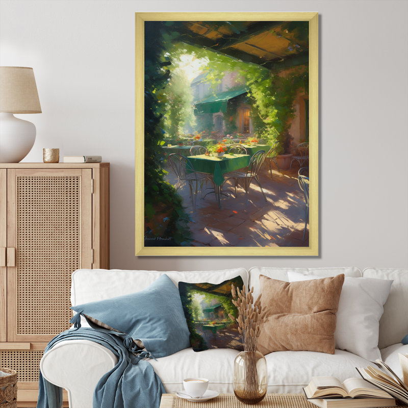 " Sunlight On Forest Pathway ", 20" H x 12" W x 1" D, Gold Picture Framed