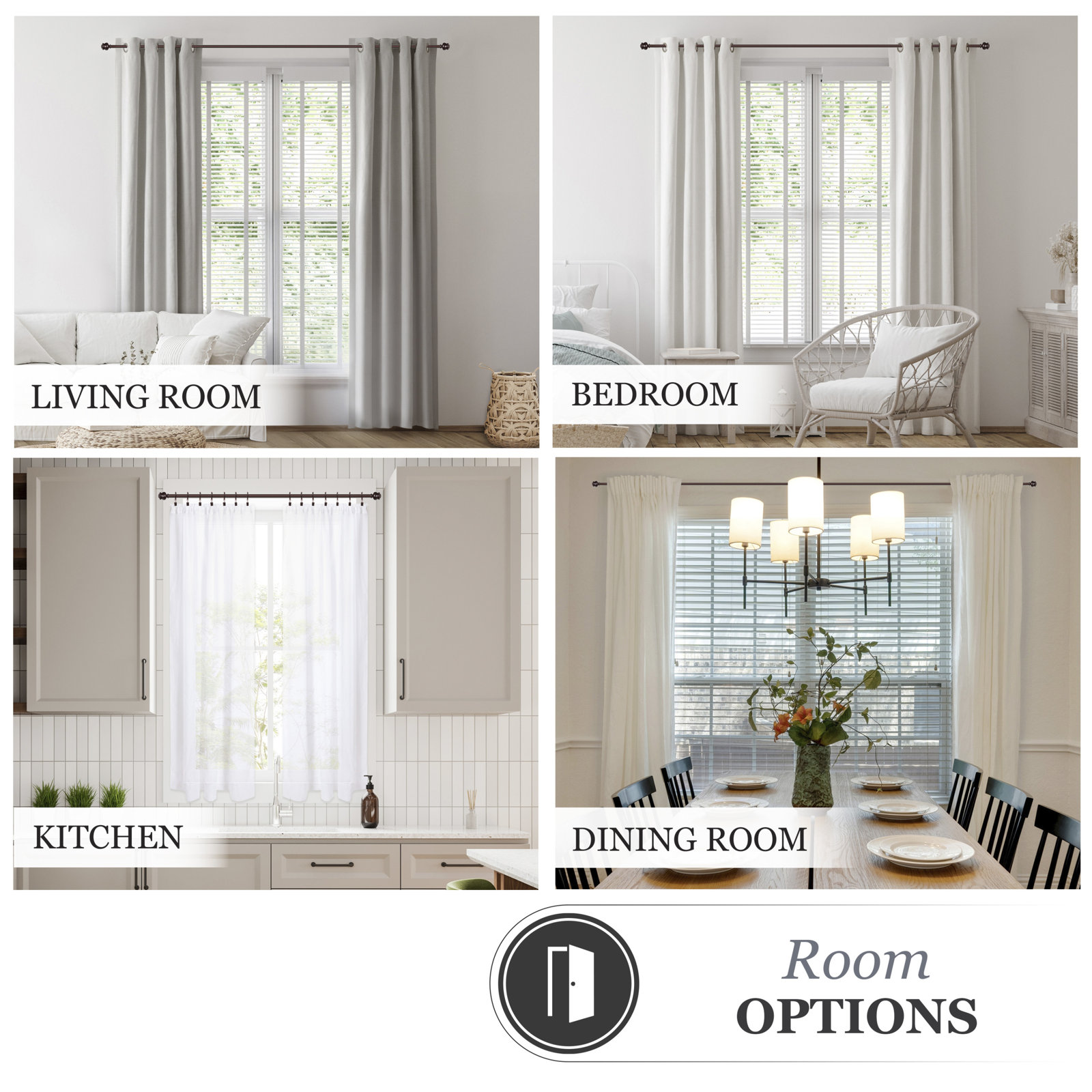 Berkley Kenney Glendale 5/8" Standard Decorative Window Curtain Rod, 28'' - 48'', Cocoa