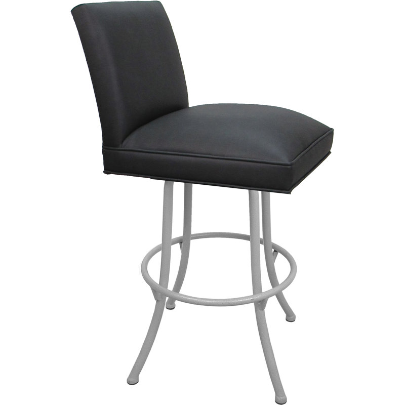 Swivel Metal Stool On Noam Base, Gray Seat/White Frame, Counter Stool (26” Seat Height)