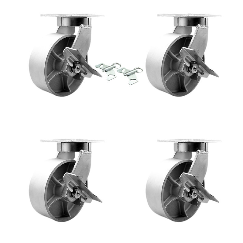 Ensemble de 4 roulettes en fonte semi-robuste 4 pièces