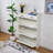 Two Drawers, Three-Fold Doors, Large Storage Shoe Cabinet, White-536995357