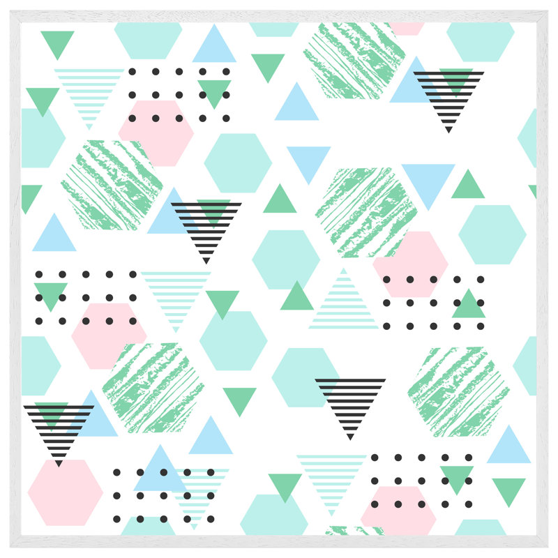 Atleigh Geometric Shapes - Single Picture Frame Print, 51cm H x 51cm W x 4cm D, White Framed
