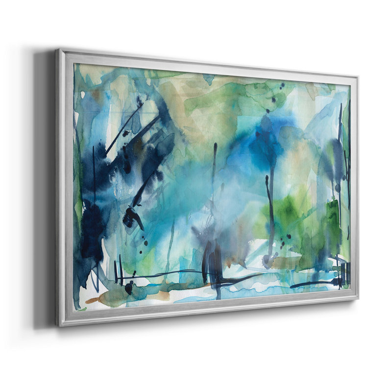 «Rain in the Country», toile encadrée de qualité supérieure - prête à être accrochée, Argent, H 22,5 po x l 61 po x P 1,5 po